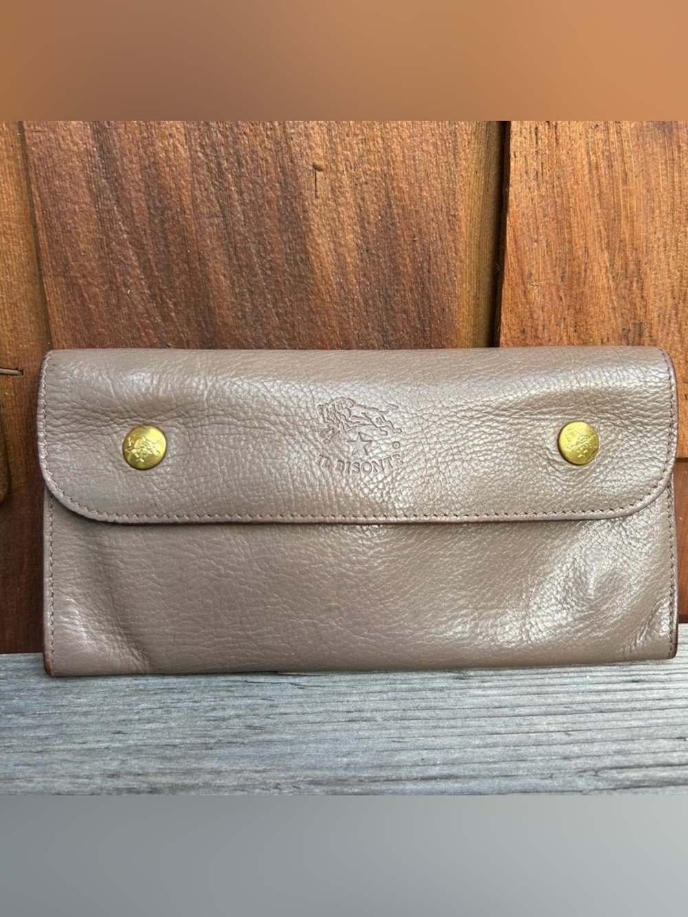 IL Bisonte Vegetable tanned Italian Leather envelope clutch wallet